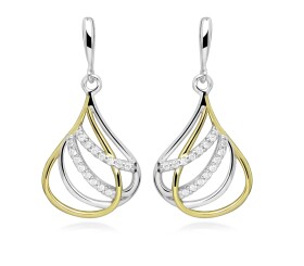 Silver Cat Elegantné visiace náušnice zo striebra Bicolor SC610