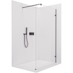 CERANO - Sprchová zástena Walk-in Orbis Round Ľ/P - 8 mm - okrúhla vzpera - čierna matná, transparentné sklo - 150x200 CER-978729