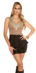 Trendy Koucla top with peplum and lace navy S