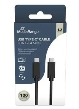 MediaRange USB-C - USB-C čierna / Dátový a nabíjací kábel / USB 3.2 Gen 1 / PD 100 W / 10 Gbit / s / 1,2 m (MRCS214)