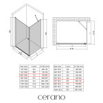 CERANO - Sprchovací kút Antelo L/P - 6 mm - čierna matná, transparentné sklo - 80x70x190 - otočný CER-8050BD7501