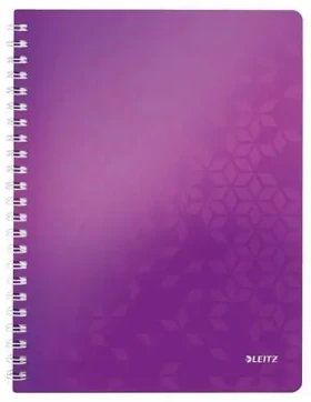 Leitz WOW A4 Blok linajkový drôtená väzba s PP doskami purpurová (46370062)