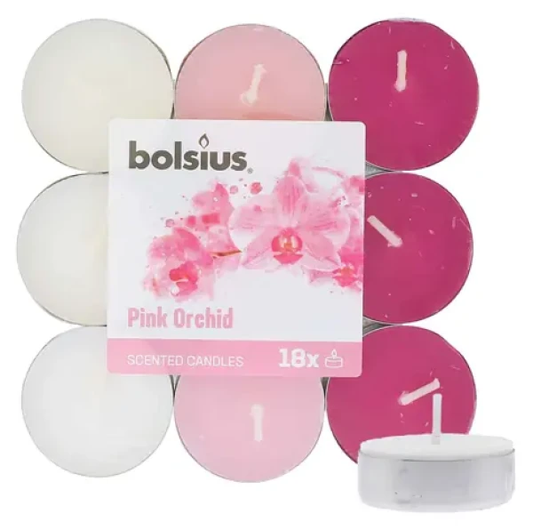Bolsius Scented Tealights Orchid 4h Čajová sviečka 18 ks (8717847139665)