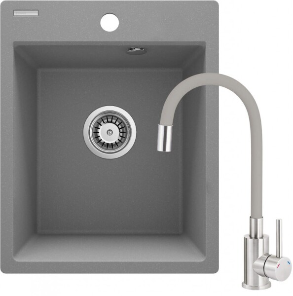 DEANTE DEANTE - Drez Corio z granitu šedého metalického, s batériou, 1-drez ZRCPS103