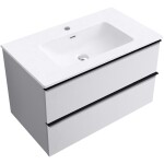 CERANO - Kúpeľňová skrinka Velora - biela matná, úchytka čierna + keramické umývadlo Novo - biela lesklá - 81x54,5x46,5 CER-979876