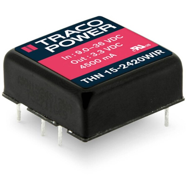TracoPower THN 15-4822WIR DC / DC menič napätia, DPS 48 V/DC +12 V/DC, -12 V/DC 625 mA 15 W Počet výstupov: 2 x; THN 15-4822WIR