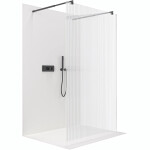 CERANO - Sprchová zástena Walk-in Onyx Duo Ľ/P - 8 mm - okrúhla vzpera - čierna matná, ryhované sklo - 150x200 CER-8050BD2246