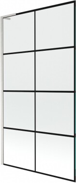 MEXEN/S - Next L vaňová zástena FIX 100 x 150, čierna vzor, nikel kartáčovaná 895-100-000-03-77-97