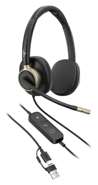 HP Poly Mission 825 čierna / Slúchadlá s mikrofónom / ANC / USB-C/USB-A / Cez hlavu (C01FCAA)