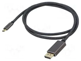 Goobay 75708 USB-C - DisplayPort čierna/strieborná / Kábel / DP Alt Mode / 4K 60Hz / 2 m / textilný (75708)