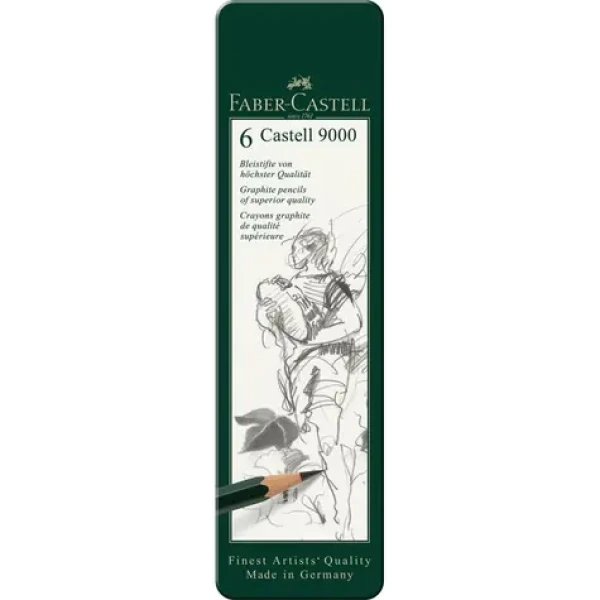 Faber-Castell Castell 9000 Grafitová ceruzka - plechová krabička 6 ks (119063)
