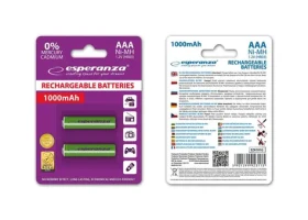 Esperanza Nabíjacia batéria AAA zelená / 1.2V / 1000mAh / Ni-MH / 2 ks / v blistri (EZA101G - 5901299923115)