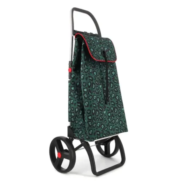 Rolser I-Max Wild 2 Logic RSG leopardí vzor zelená / Nákupná taška na kolieskach / Objem 43 l / Nosnosť 40 kg