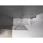 MEXEN/S - Velar L dvojkrídlová posuvná vaňová zástena 120 x 150, grafit, zlatá kartáčovaná 896-120-003-41-55