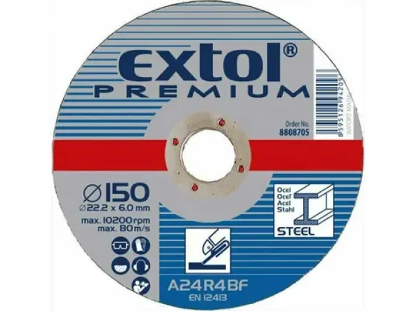 Extol- Premium Kotúč brúsny na oceľ 150x6.0x22.2mm (EX8808705)
