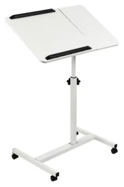 Maclean MC-121 W biela / Mobilný stôl pre notebook / výškovo nastaviteľný / náklon / kolieska / nosnosť 30 kg (MC-121 W)