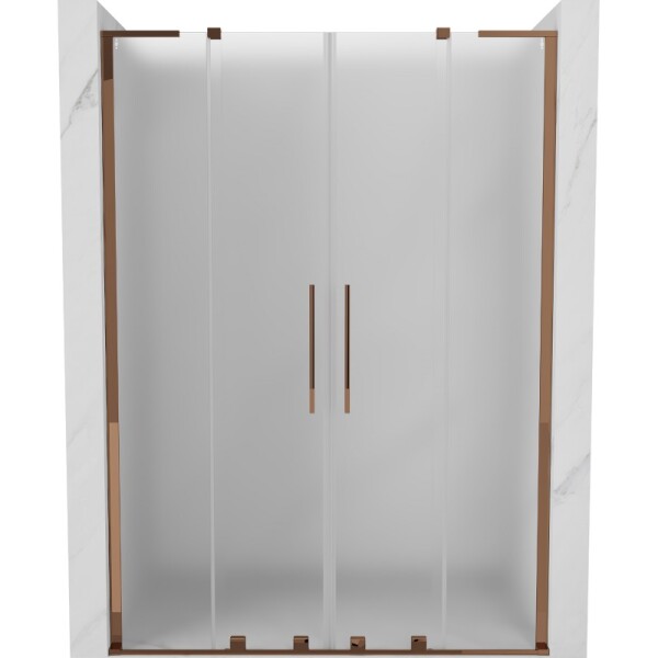 MEXEN/S - Velar L Duo posuvné sprchové dvere 150, dekor, ružové zlato 871-150-003-32-60