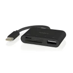 Nedis CCGB64780BK01 čierna / USB-C hub / 4 porty / USB-A + USB-C / SD microSD čítačka / USB 2.0 (CCGB64780BK01)