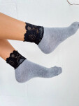 Dámske ponožky 1061 Grey with black - Milena 37-41 šedá-černá