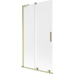 MEXEN/S - Velar L dvojkrídlová posuvná vaňová zástena 100 x 150, dekor, zlatá kartáčovaná 896-100-003-31-55