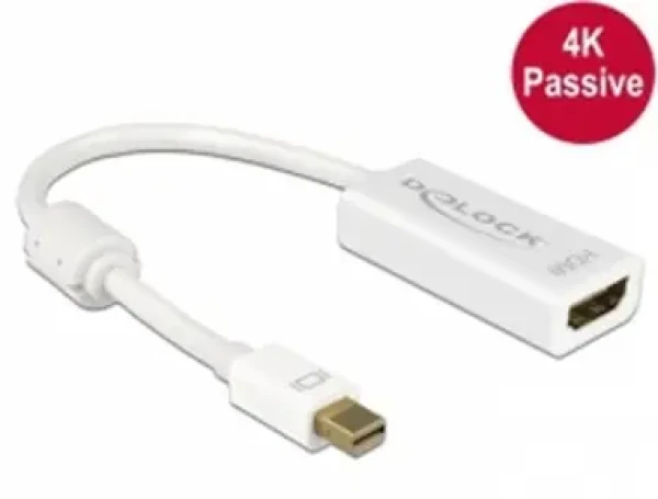 DeLock adaptér Mini Displayport 1.2 samec - HDMI samica 4K / pasívne / biely (62614)