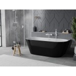 MEXEN/S - Oval Slim voľne stojaca vaňa nástenná 170 x 80, biela/čierna, sifón a prepad biela 52661708075-20