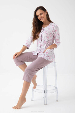 Luna 388 3/4 4XL Z25/26 dámske pyžamo růžové kakao 4XL