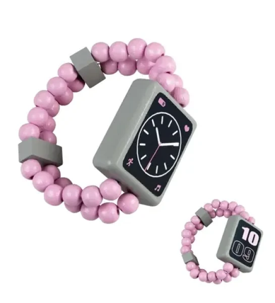 Detoa Drevené obojstranné hodinky ružové