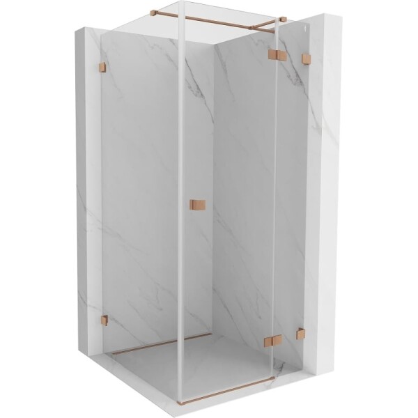 MEXEN/S - Lunar T sprchovací kút dvere krídlové pravá 80 x 80, transparent, meď kartáčovaná 834T-080-080-65-00-P