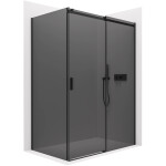 CERANO - Sprchovací kút Santoro Ľ/P - 8 mm - čierna matná, grafitové sklo - 130x100x195 - posuvný CER-8050BD7301