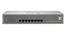 LevelOne PoE+ switch 8x Gigabit 240W / Switch / Unmanaged / 8x GbE PoE+ porty / Rack 19" / kovové telo (GEP-0822)