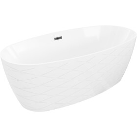 MEXEN/S - Olea voľne stojaca vaňa vzor 170 x 80, biela, sifón a prepad čierna 52821708000-70