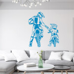 Veselá Stena Samolepka Motokros otec a syn Farba: zelená, Veľkosť: 80 x 70 cm