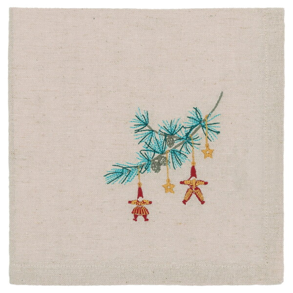 GREEN GATE Vyšívaný obrúsok Juana Sand 40 × 40 cm