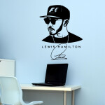 Veselá Stena Samolepka Lewis Hamilton F1 Farba: fialová, Veľkosť: 60 x 47 cm