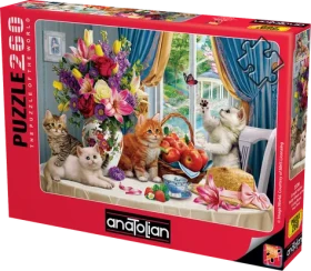 ANATOLIAN Puzzle Našuchorené mačiatka v obývacej izbe