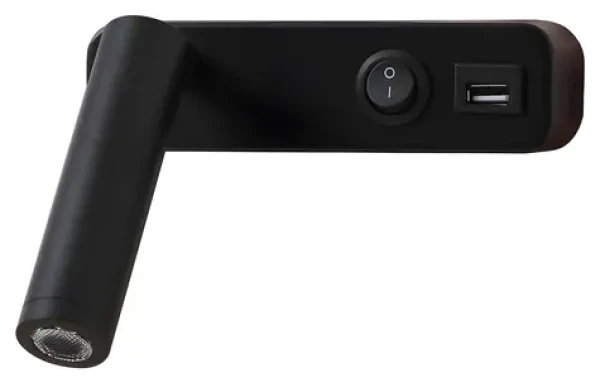 Immax GOAL čierna / Dizajnové nástenné svietidlo / LED / 3W / USB / vypínač (08278L)