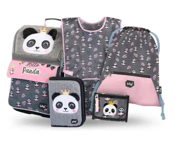 BAAGL SET 5 Zippy Panda: aktovka, peračník, sáčok, zástera, peňaženka (A-36551)