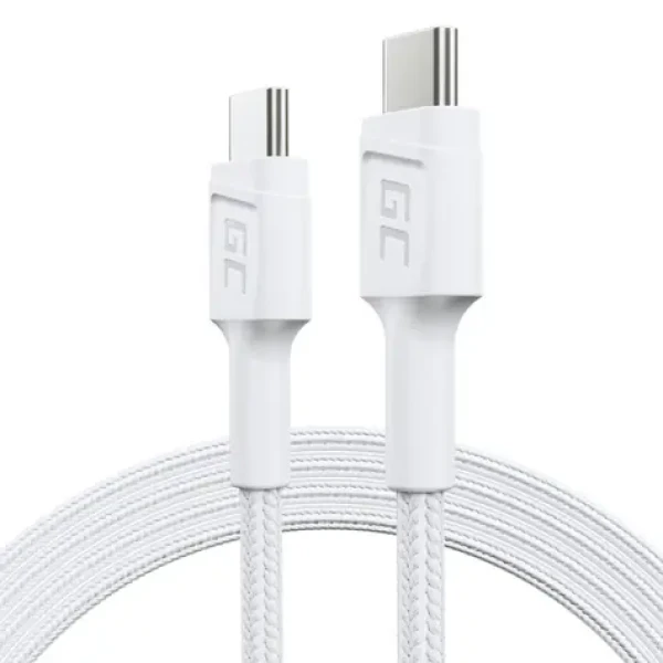 Green Cell GC PowerStream KABGC30W biela / Kábel USB-C na USB-C / USB 3.2 Gen 1 / 1.2 m / 60 W PD (KABGC30W)
