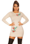 Sexy fine knit mini dress with floral embroidery Einheitsgroesse