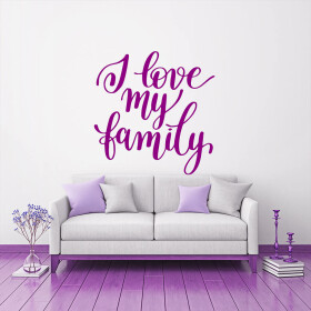 Veselá Stena Samolepka I love my family Farba: fialová, Veľkosť: 80 x 82 cm