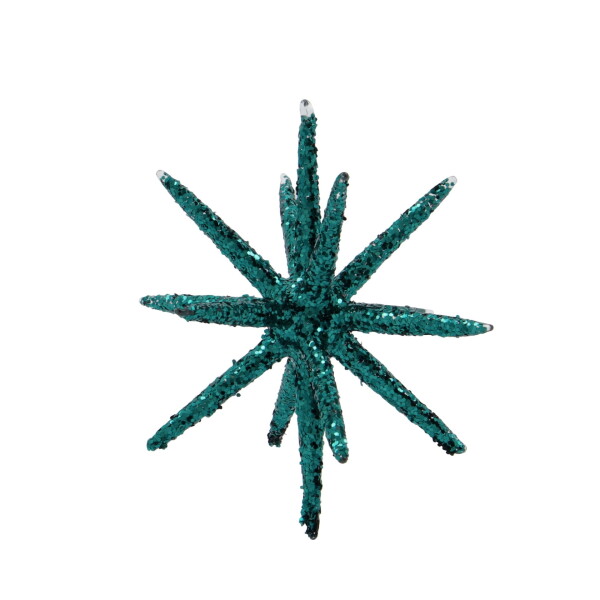 House Doctor Sklenená vianočná ozdoba Spike Green Glitter 7,5 cm