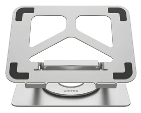 Unitek D1109A šedá / Stojan na notebook / Hliníkový / Otočný 360° / USB hub HDMI, LAN, PD 100W / do 17" (D1109A)