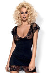 Dámska erotická košieľka Idillia chemise - OBSESSIVE černá S/M