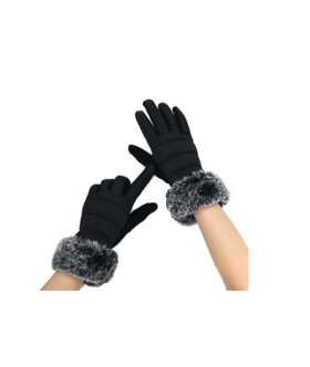 Dámske kožušinové rukavice Be Snazzy RS-006 černá 21 cm