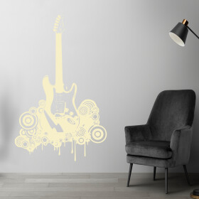 Veselá Stena Samolepka Elektrofonická gitara Farba: béžová, Veľkosť: 100 x 62 cm