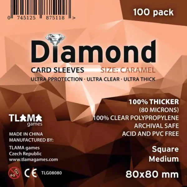 TLAMA games Obaly na karty Diamond Caramel: Square Medium (80x80 mm) (80 mikrónov, 100 ks)