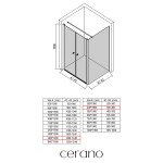 CERANO - Sprchovací kút Antelo L - Ľ/P - 6 mm - čierna matná, transparentné sklo - 140x40 - otočný CER-666391
