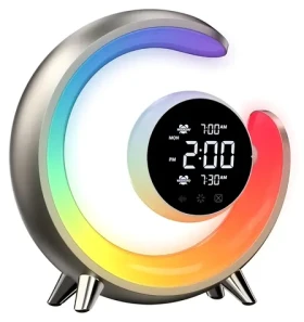 Immax PEACOCK zlatá / LED nočná lampička / 20 W / 400 lm / RGB / s hodinami / USB (08981L)
