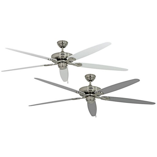 CasaFan CLASSIC ROYAL 180 BN Lack weiß/lichtgrau stropný ventilátor, 61 W, (Ø x v) 180 cm x 275 mm, chróm (kartáčovaný), 518016; 518016